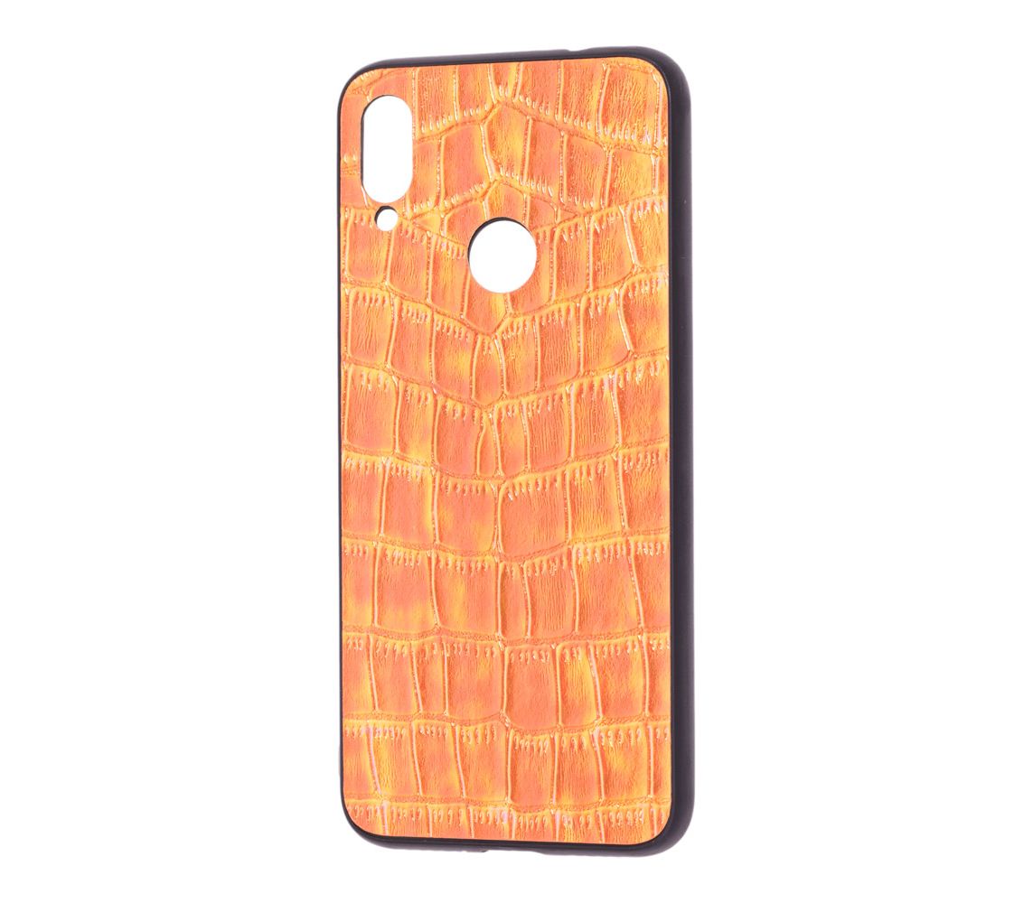 Holographic Leather Case для Huawei Y7 2019 (orange)-0